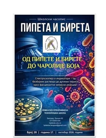 Насловна страна 28. броја часописа „Пипета и бирета“: Од пипете и бирете до чаролије боја
